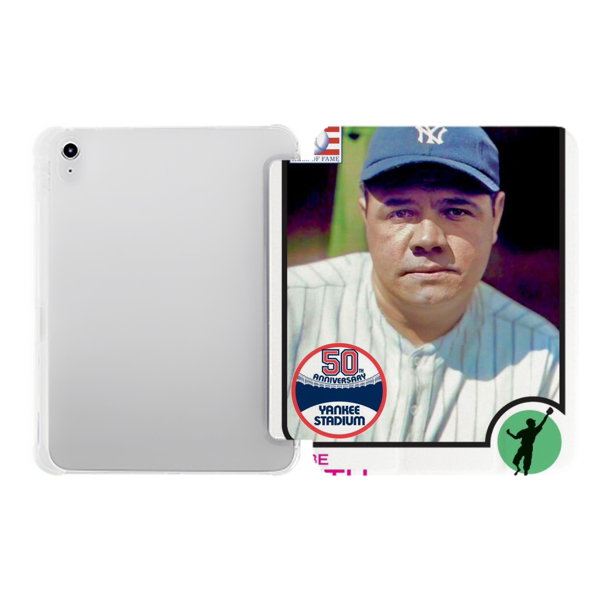 Babe Ruth 40 Premium Tri-Fold PU Leather & Silicone IPad Case With Pencil Slot – Fits 9.5,10.5,10.9 – Adjustable Stand, Slim, Protective
